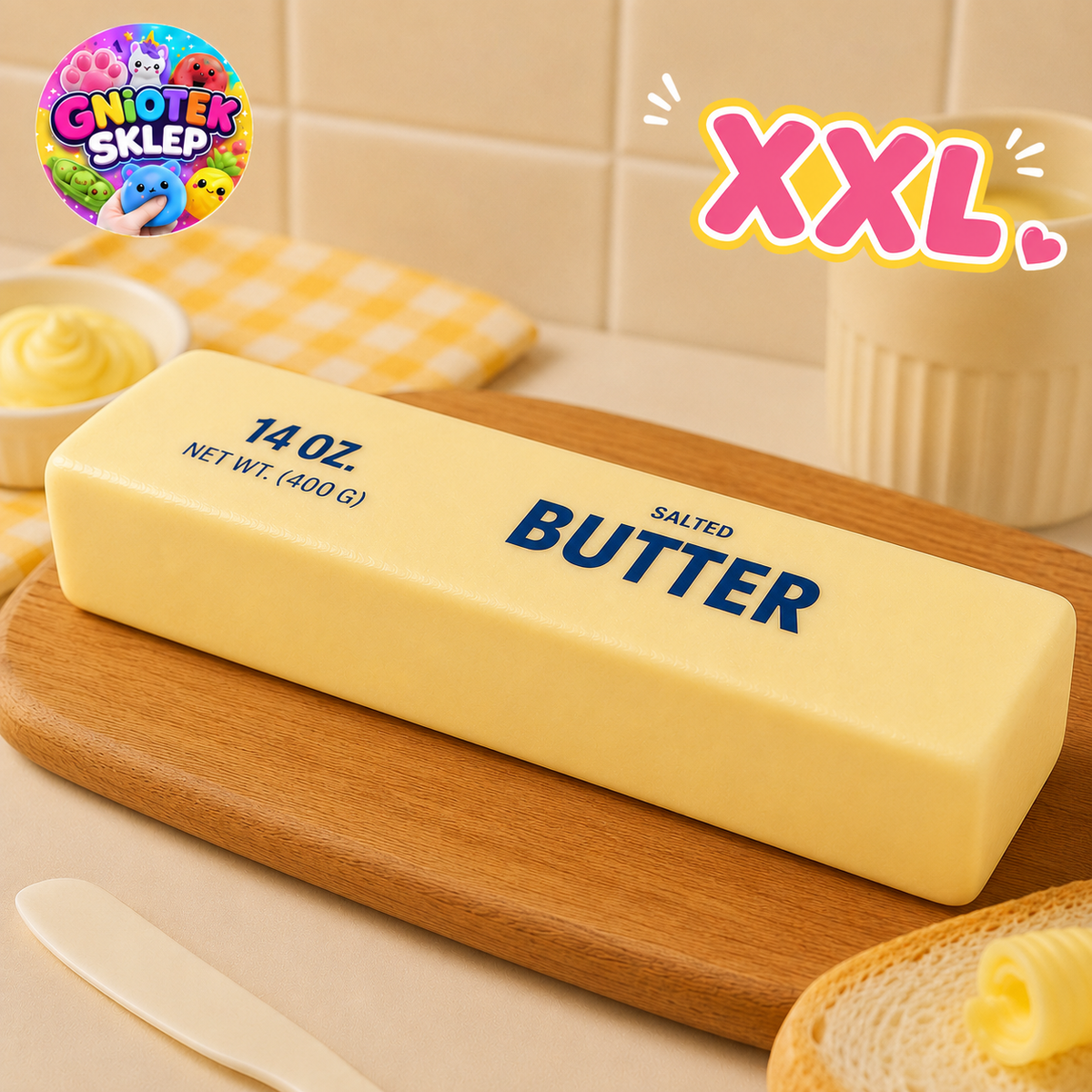 NSG Gniotek Masło Butter XXL 25 cm – ogromny gniotek antystresowy Squishy | Gniotek Sklep